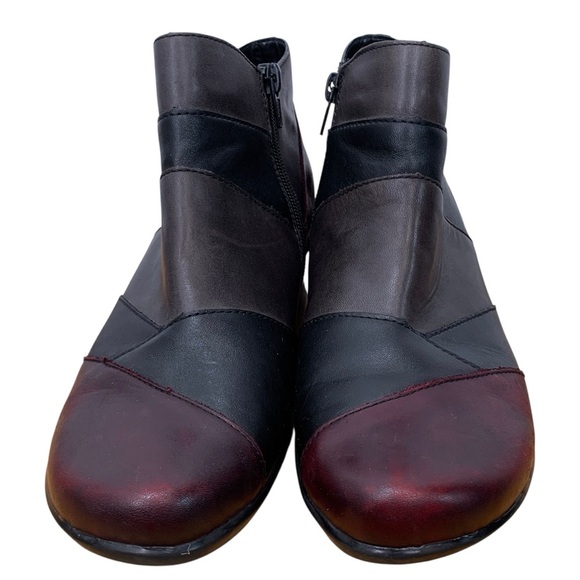 Remonte Ankle Booties Boots Womens 39 Brown Red Black Colourblock Leather Fall - Picture 4 of 12